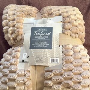 Textured Faux Fur Throw Blanket - Cream